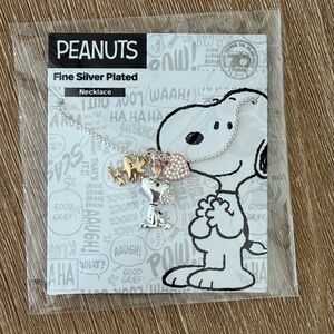 Peanuts Silver Plated Necklace with Snoopy Charms Gold Woodstock Heart Rose Gold